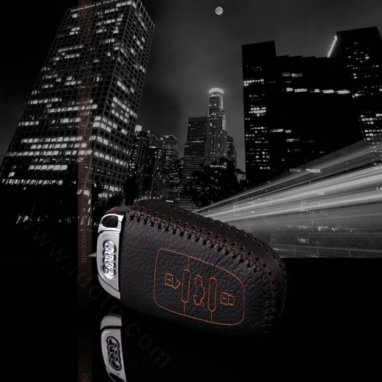 Funky Genuine Leather Key Ring Auto Key Bags Smart for Audi TT - Black